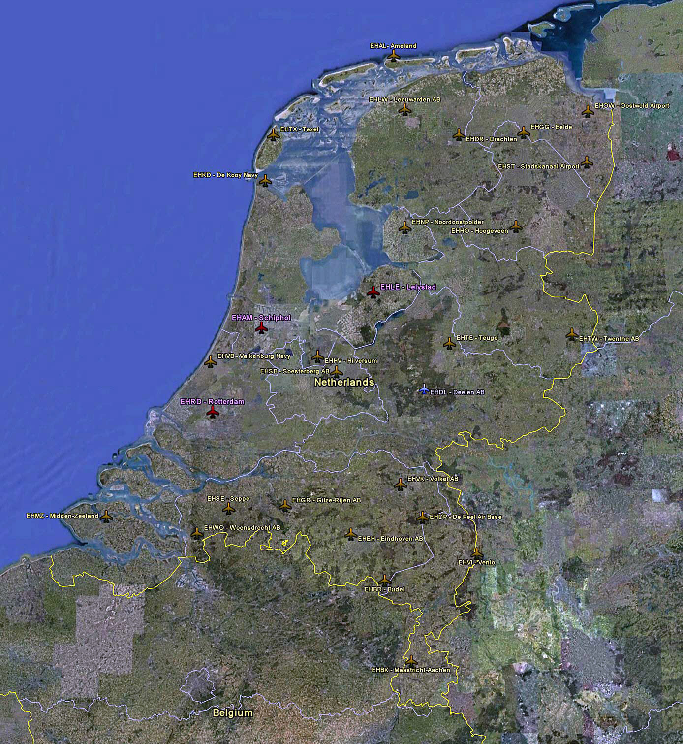 Large Satellite Map Of Netherlands With Airports Netherlands Europe Mapsland Maps Of The