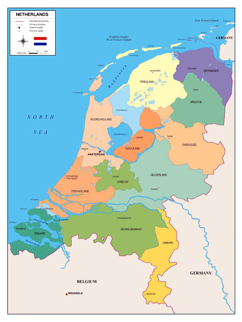 Political And Administrative Map Of Netherlands Netherlands Europe Mapsland Maps Of The