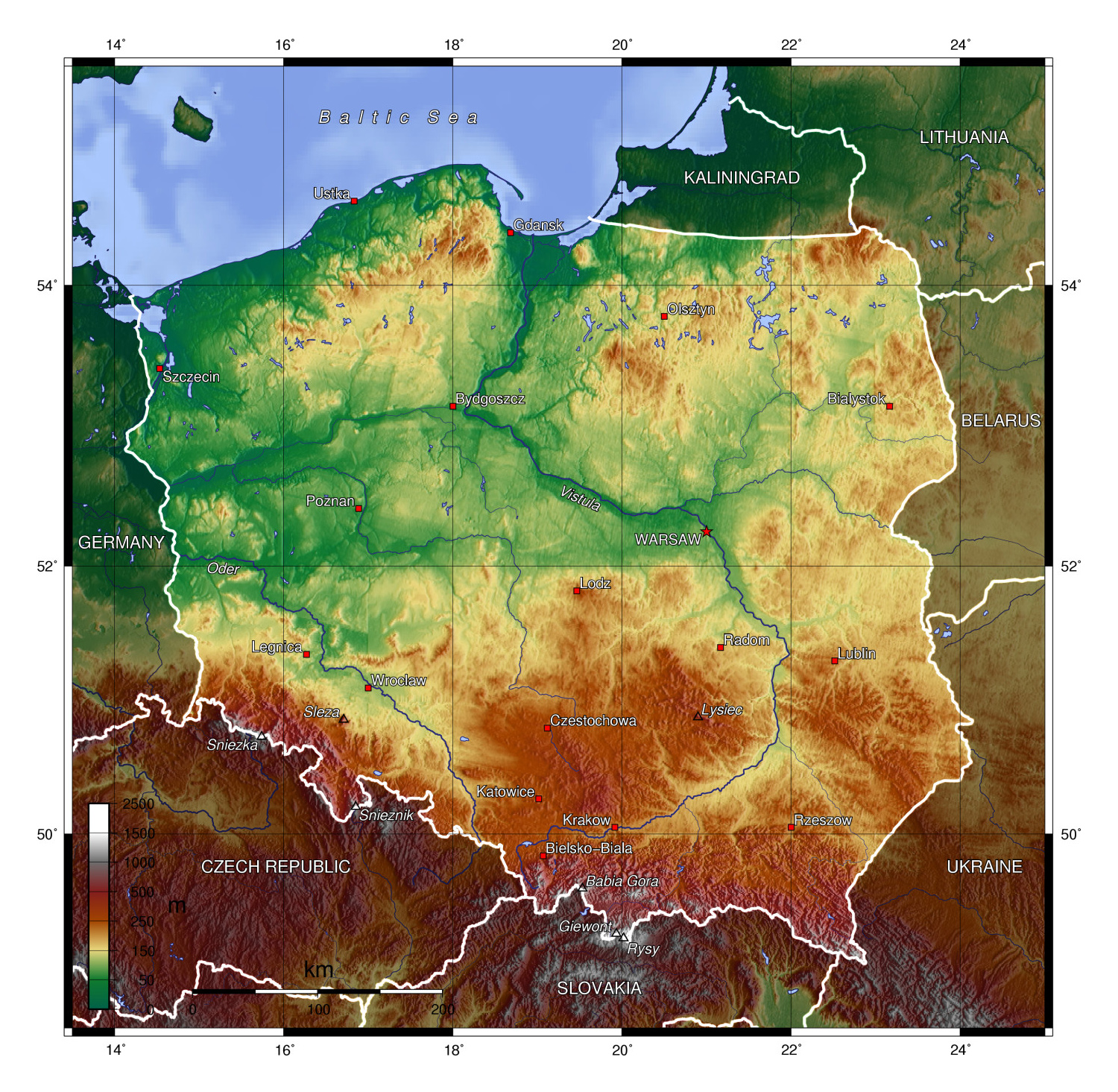 Large Physical Map Of Poland Poland Europe Mapsland Maps Of The - Riset