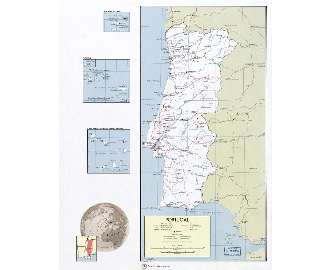 A Large, Detailed Map Of Portugal With All Islands, Regions And