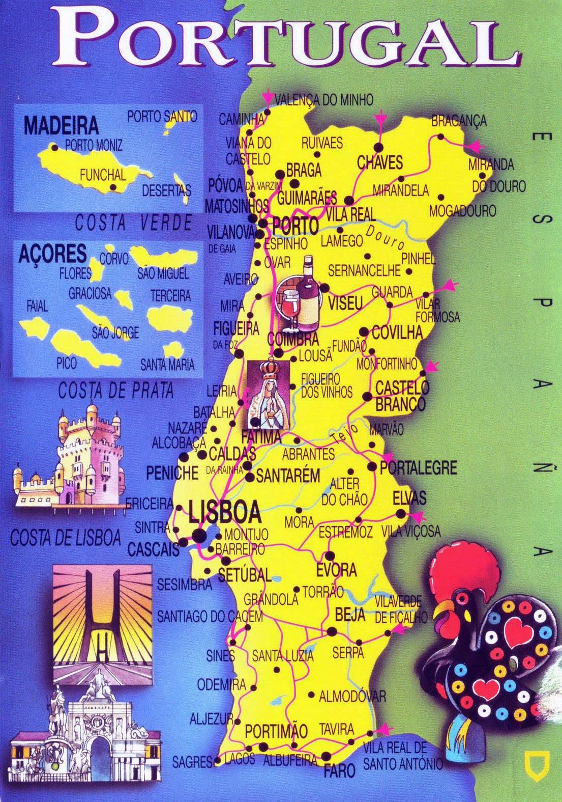 Portugal mapa turístico - mapa Turístico de Portugal (Europa do Sul - Europa )