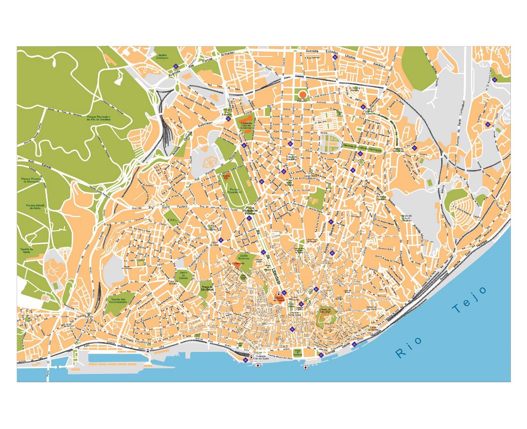 Mapa de Lisbon Portugal City Map  Mapas de cidades e mapas do mundo para  parede