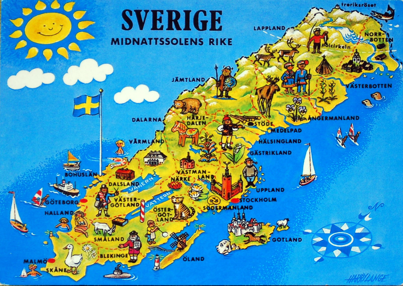 Large tourist illustrated map of Sweden | Sweden | Europe | Mapsland