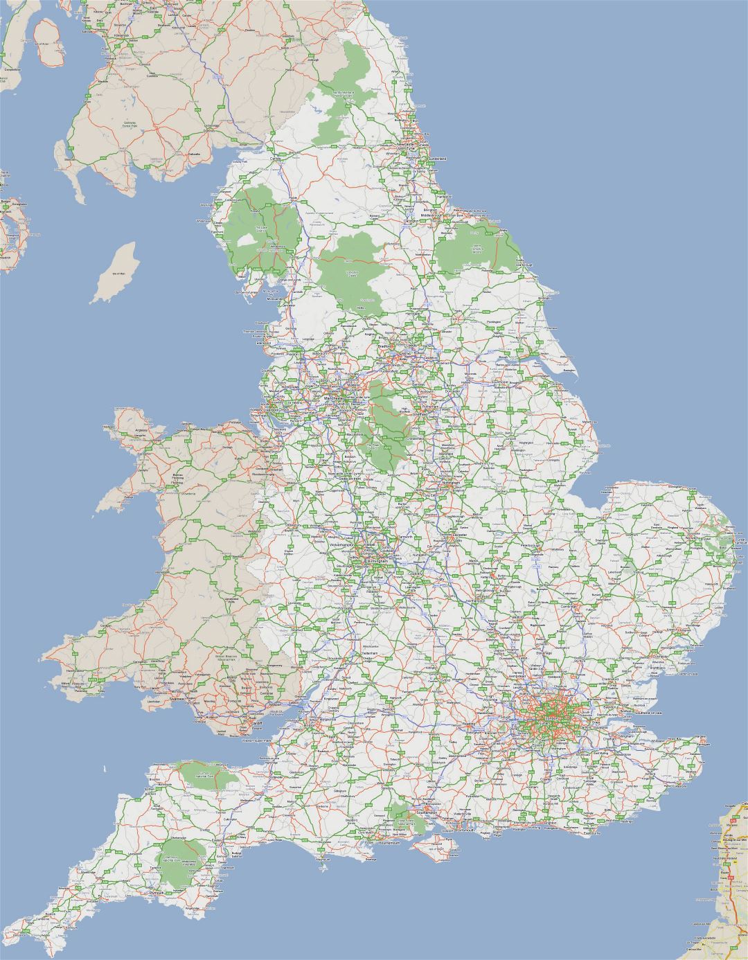 Large road map of England with cities | England | United Kingdom
