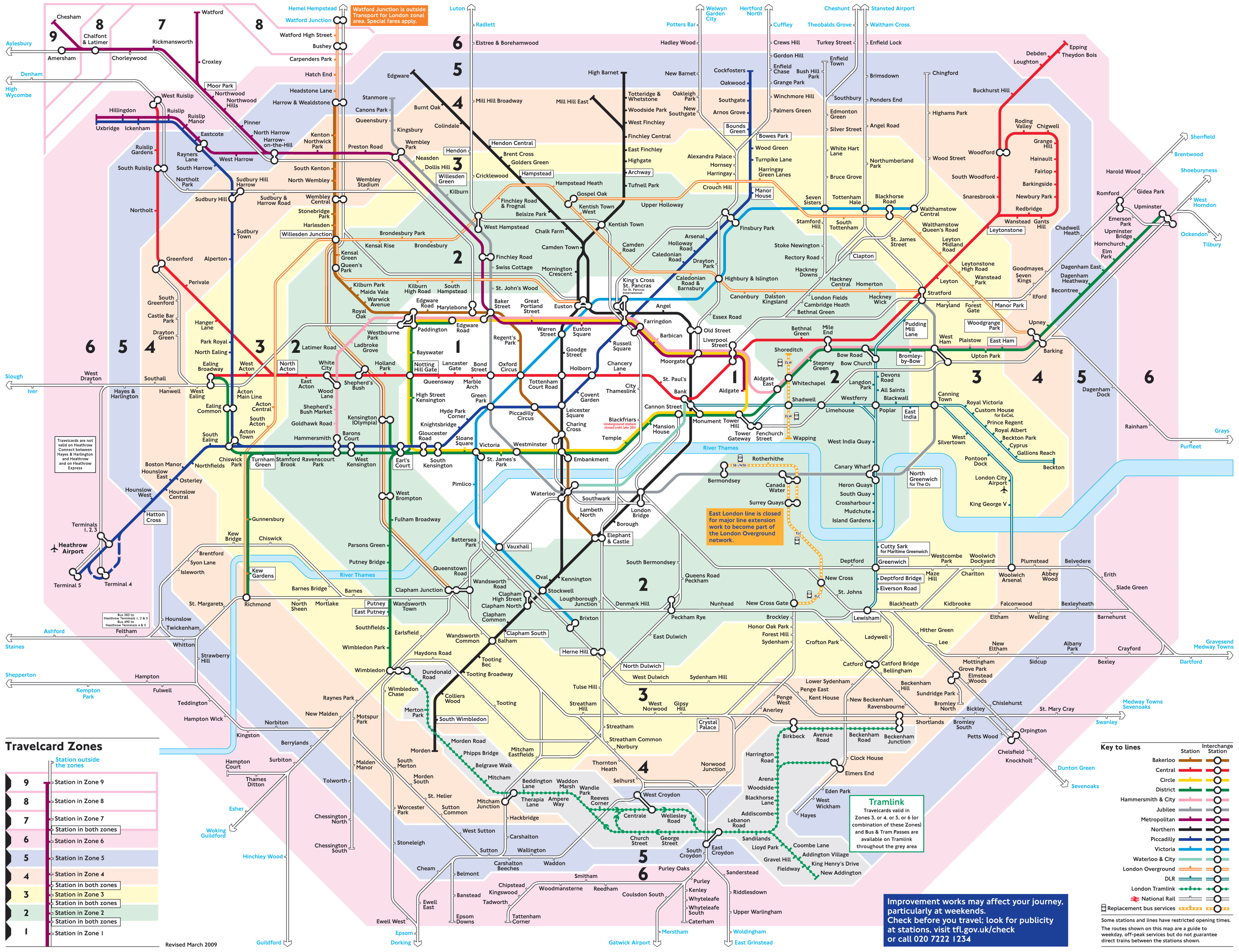 Large Detailed Public Transport Map Of London City 
