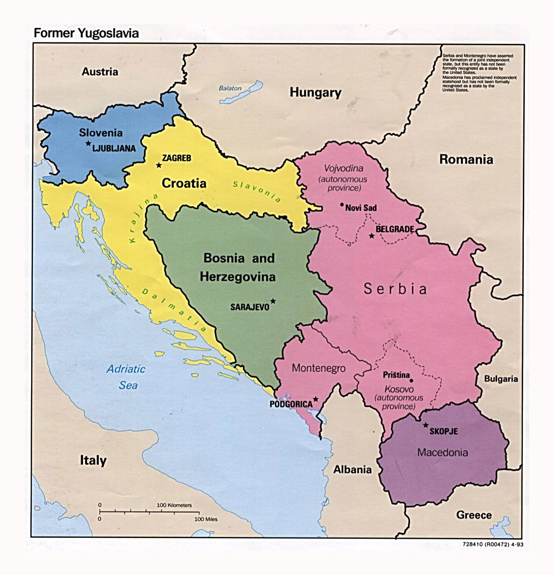 Detailed Political Map Of The Former Yugoslavia 1983 
