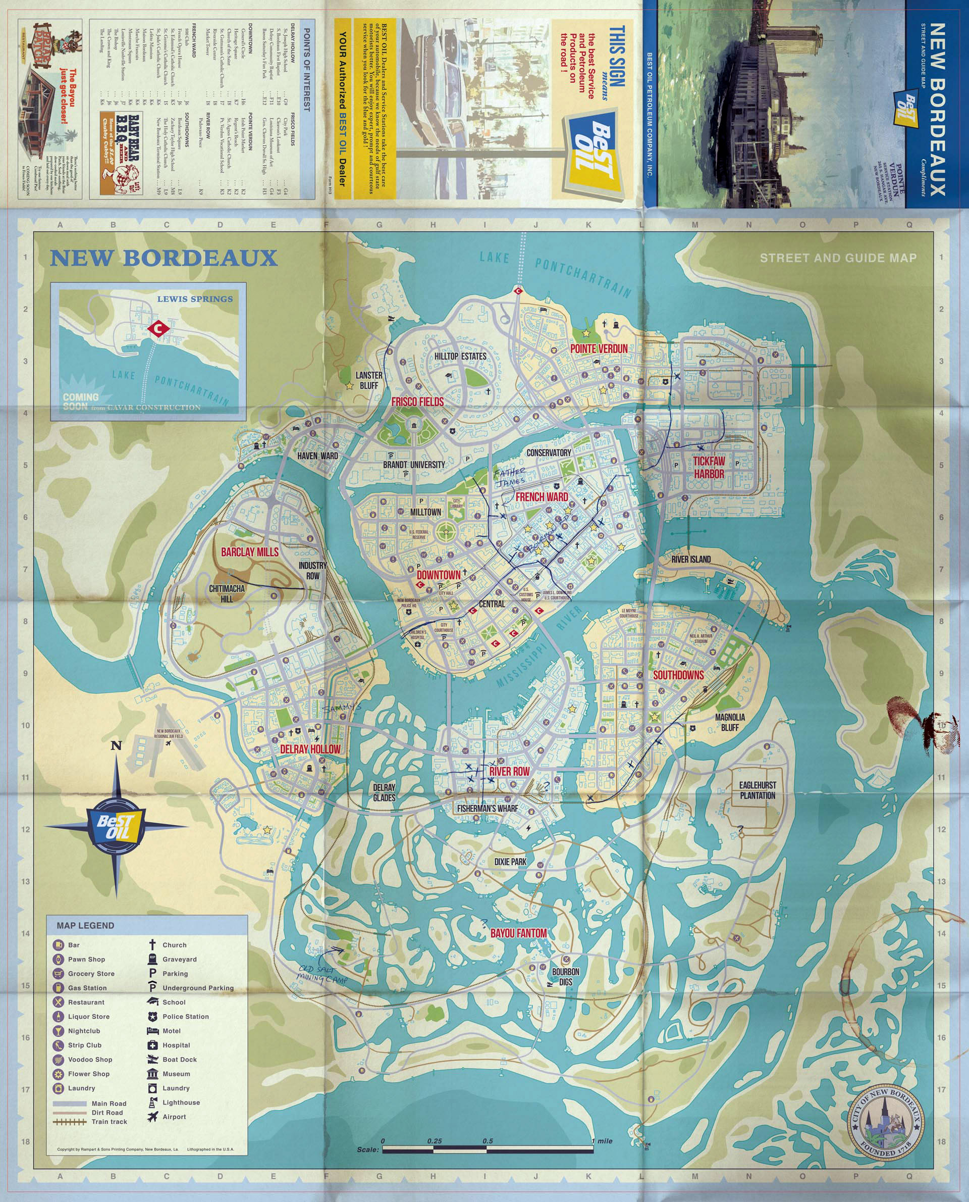 Large Detailed Map Of New Bordeaux Mafia 3 