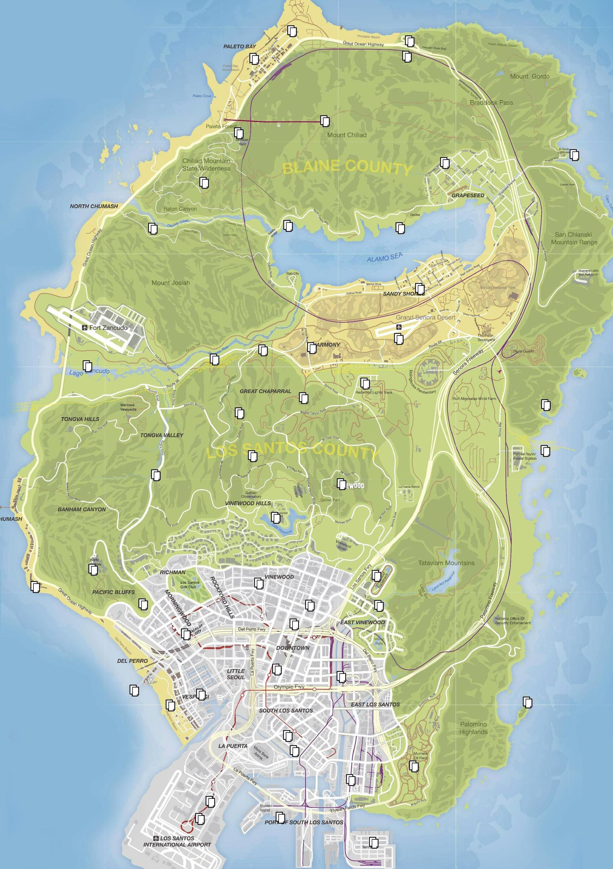 Large detailed road map of GTA 5 | Games | Mapsland | Maps of the World
