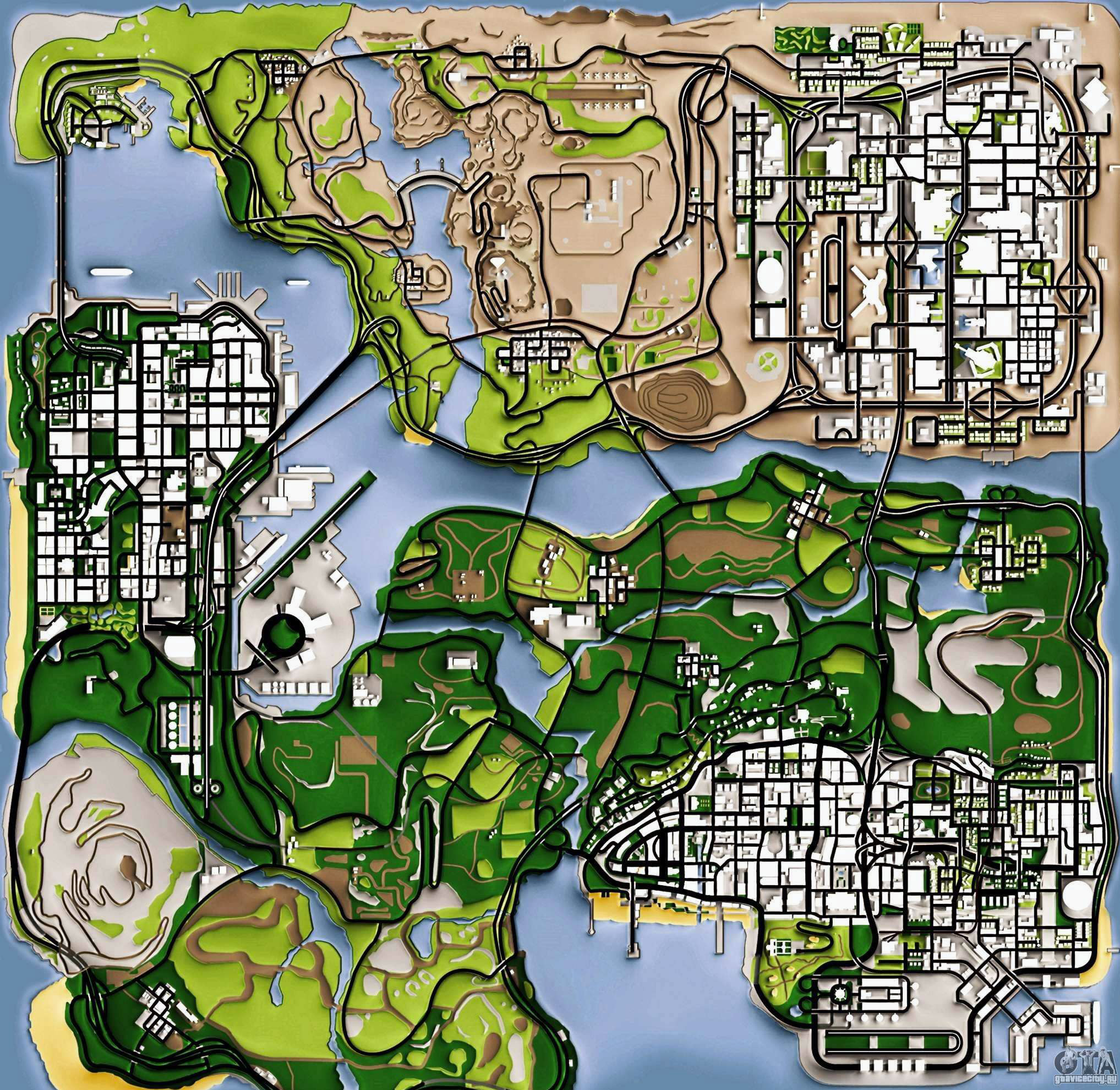 Large Detailed Road Map Of Gta San Andreas Games Mapsland Maps Of The World 9225