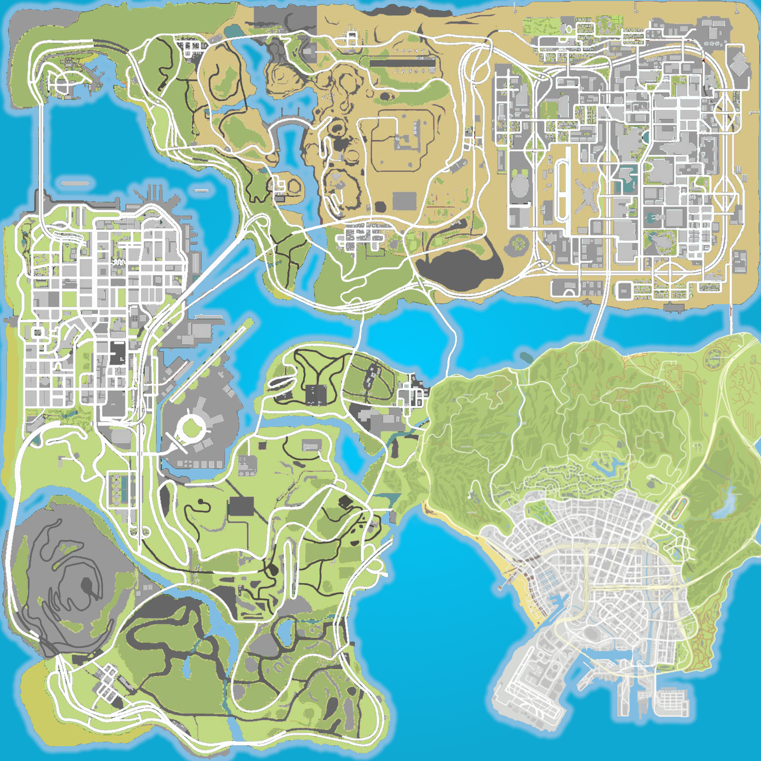Map of GTA San Andreas | Games | Mapsland | Maps of the World