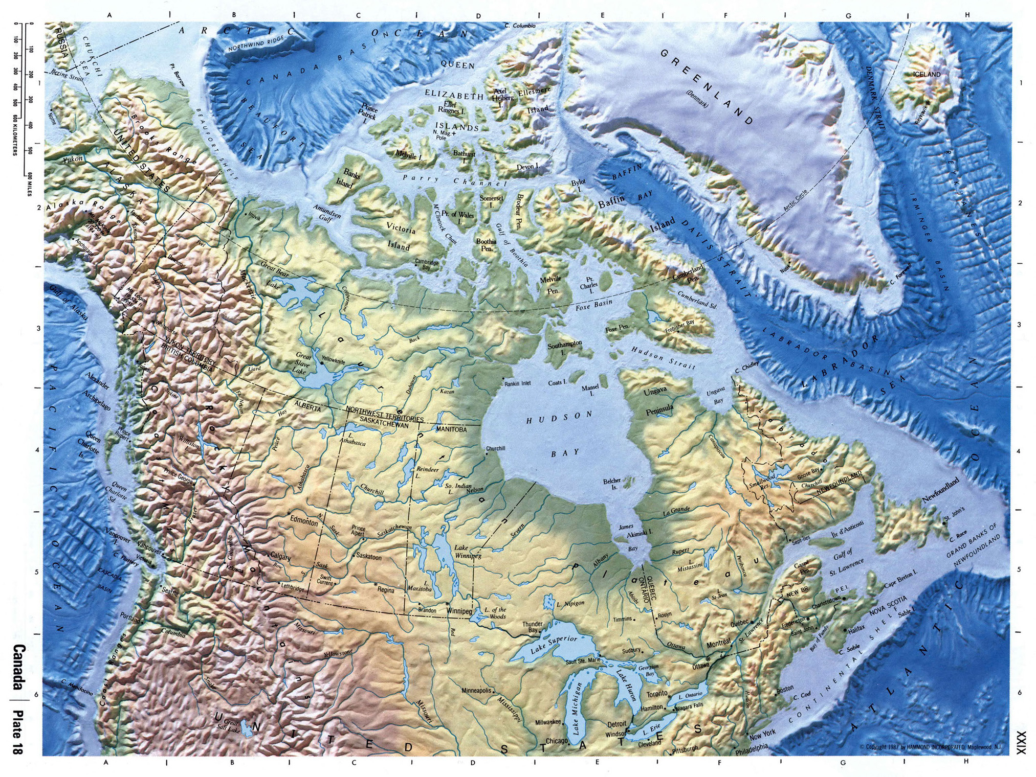 Physical Map Of Canada Labeled