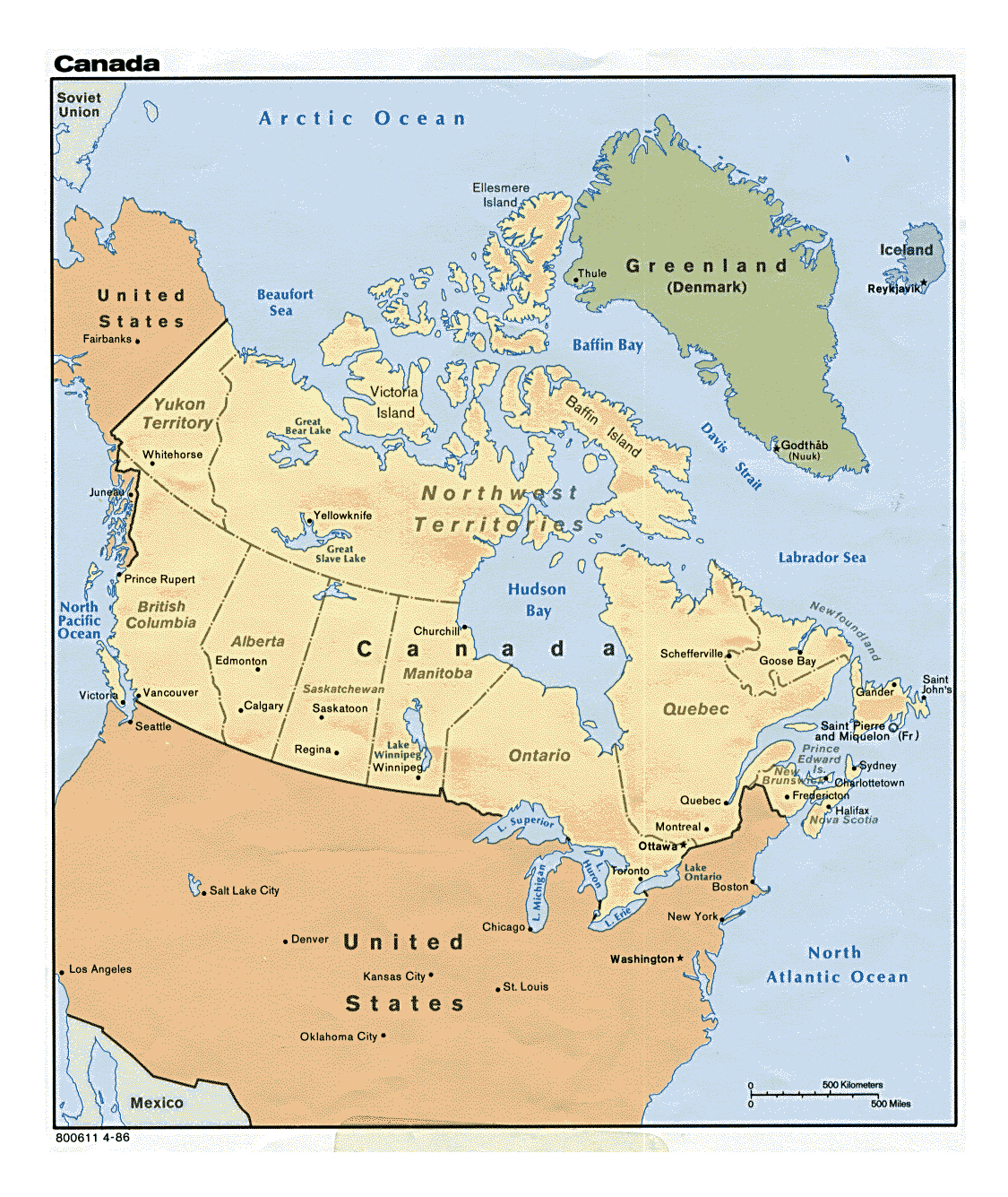 canada map with states and cities