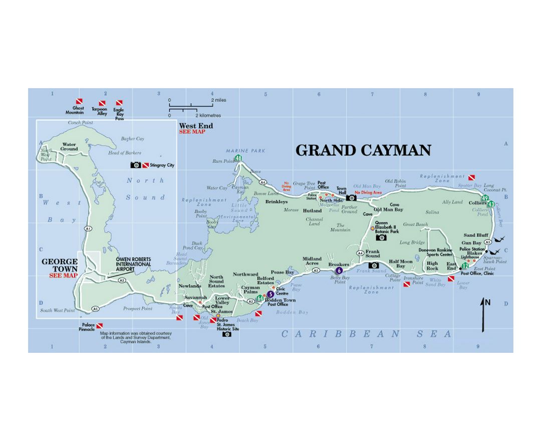 Grand Cayman, Cayman Islands By Map Sherpa The Map Shop | lupon.gov.ph
