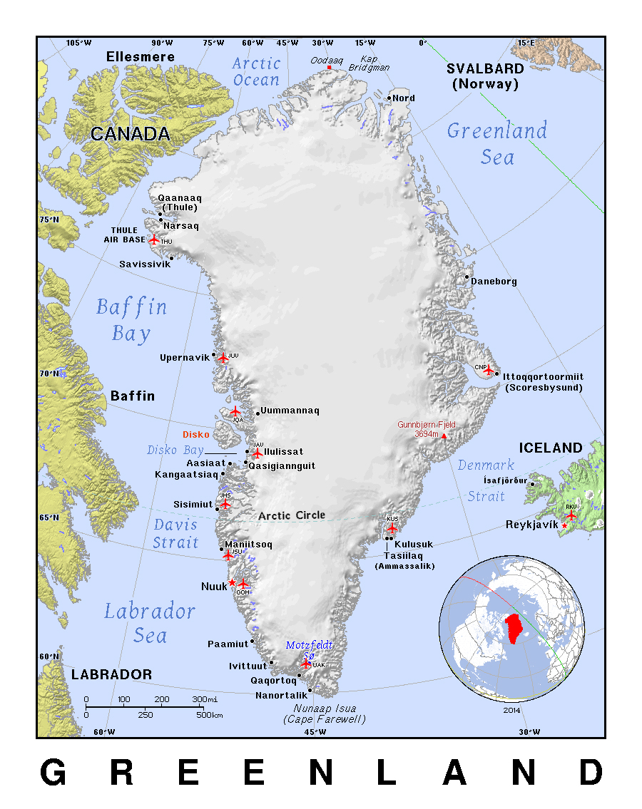 Detailed Map Of Greenland