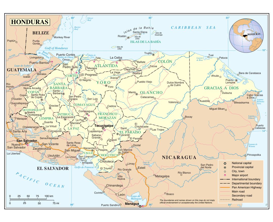 Maps of Honduras | Collection of maps of Honduras | North America ...