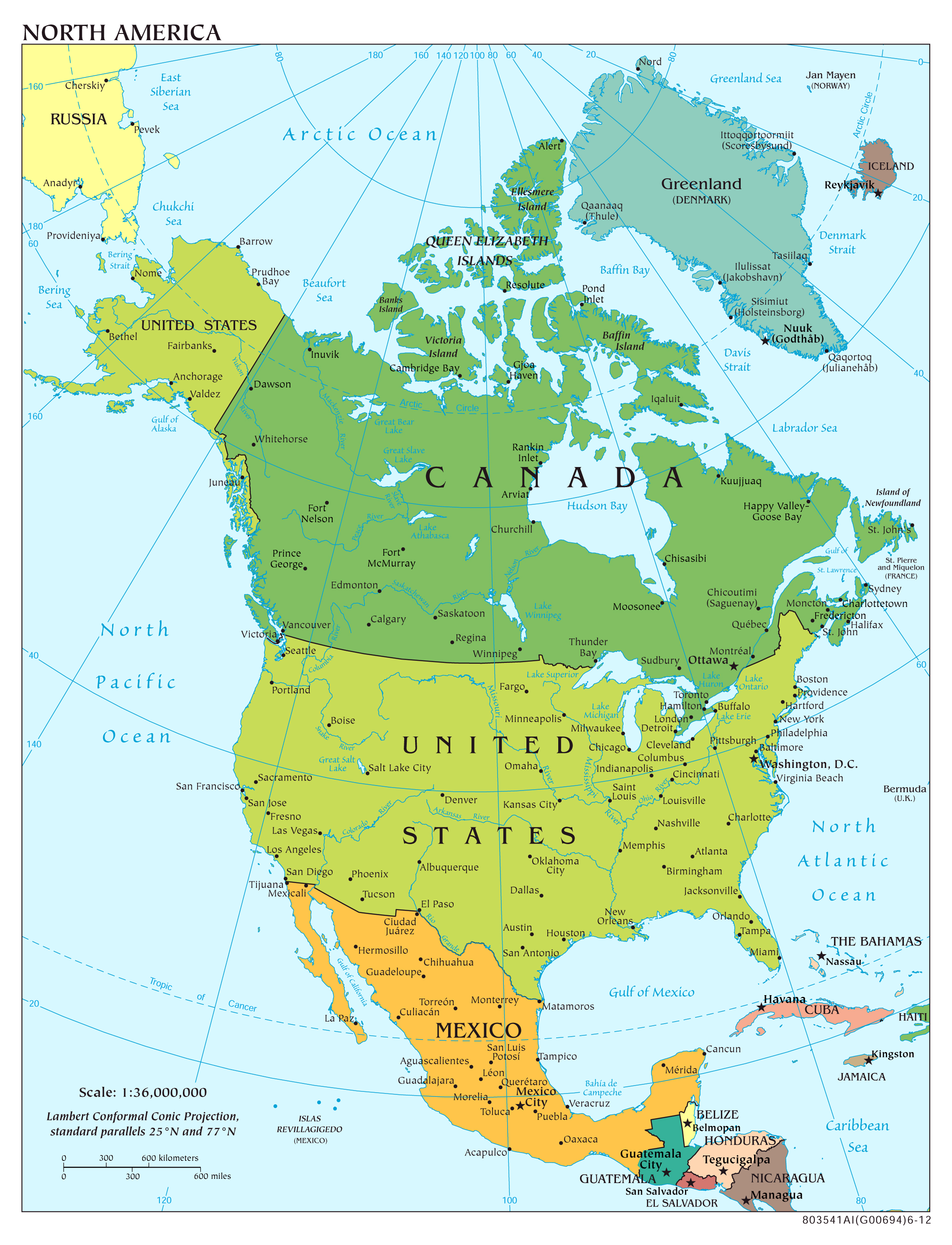map of north america with cities Large Scale Political Map Of North America With Major Cities And map of north america with cities