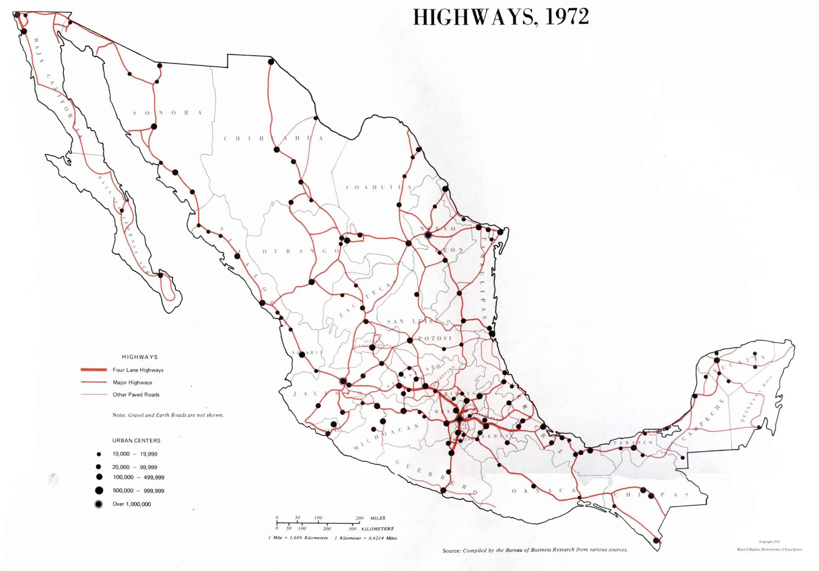 Large Highways Map Of Mexico 1972 Mexico North America Mapsland