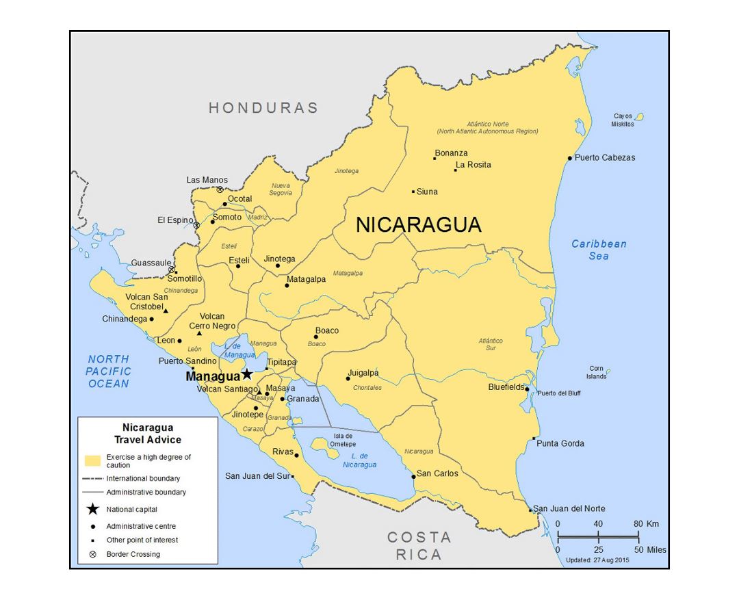 Map Of Nicaragua Cities Cities And Towns Map