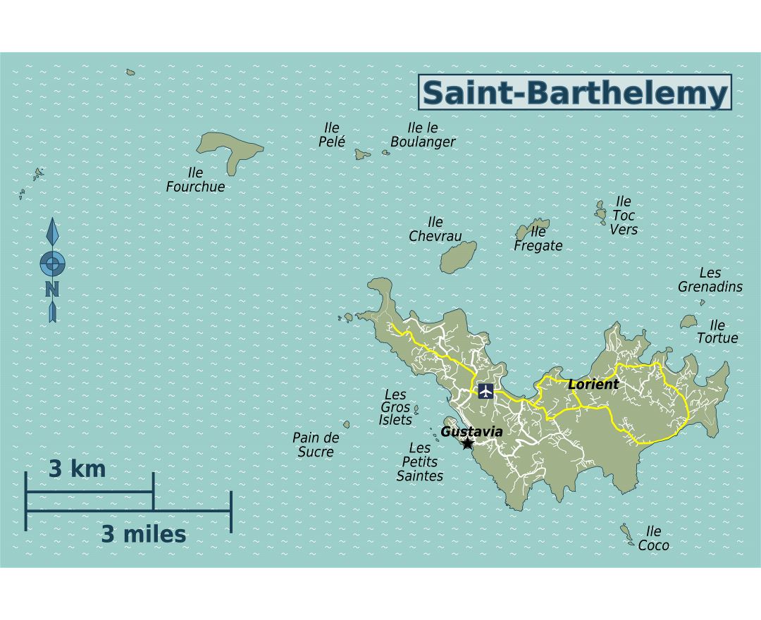 Simplified geological map of St. Barthelemy showing the main