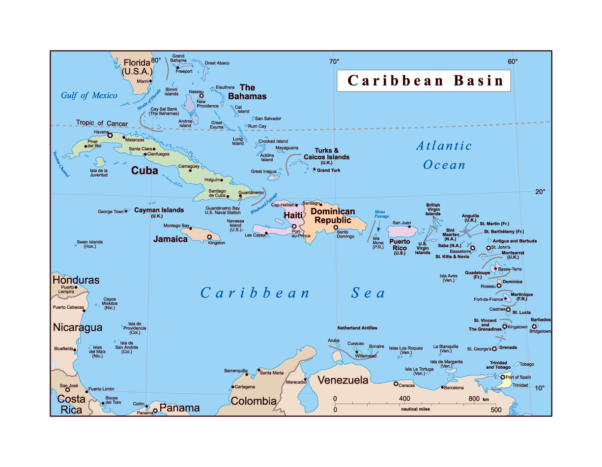 Political Map Of The Caribbean Map Vector