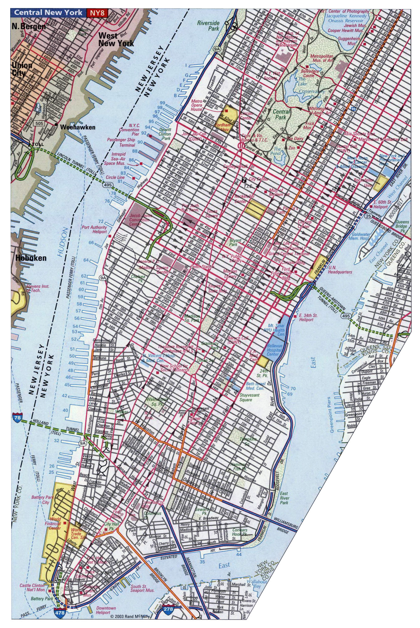 Street Map Of Manhattan | Map Of Zip Codes