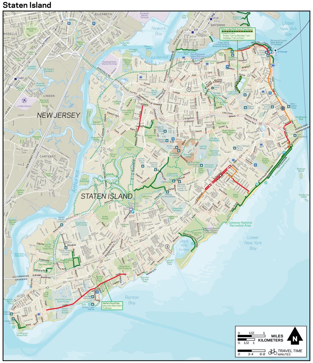Large Detailed New York Staten Island Bike Map Small 
