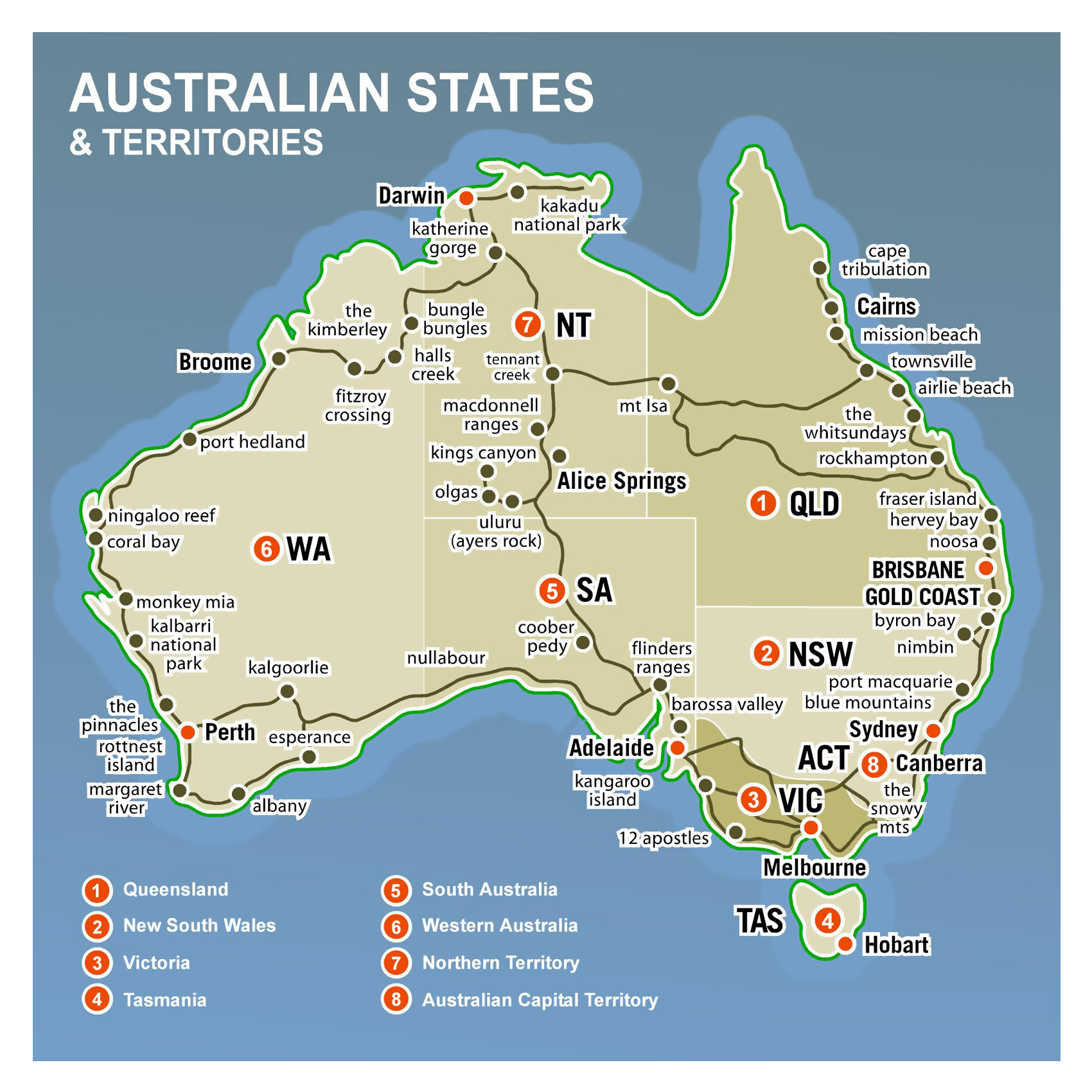 Large Detailed Australia States And Territories Map Australia 