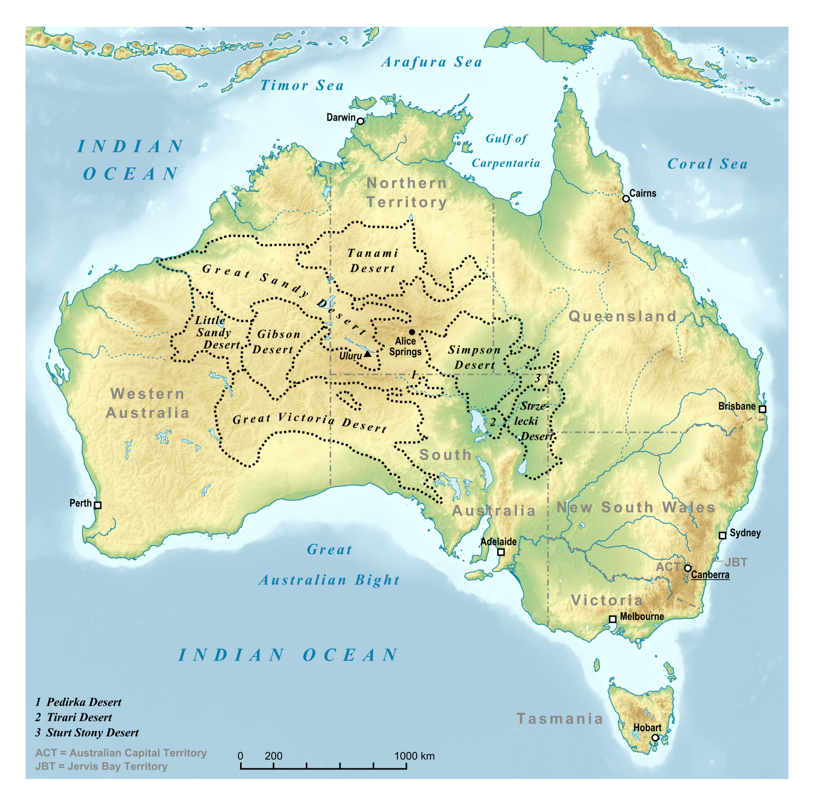 Detailed Relief Map Of Australia