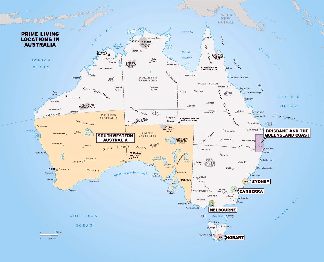 Large Map Of Australia With National Parks And Cities Australia 