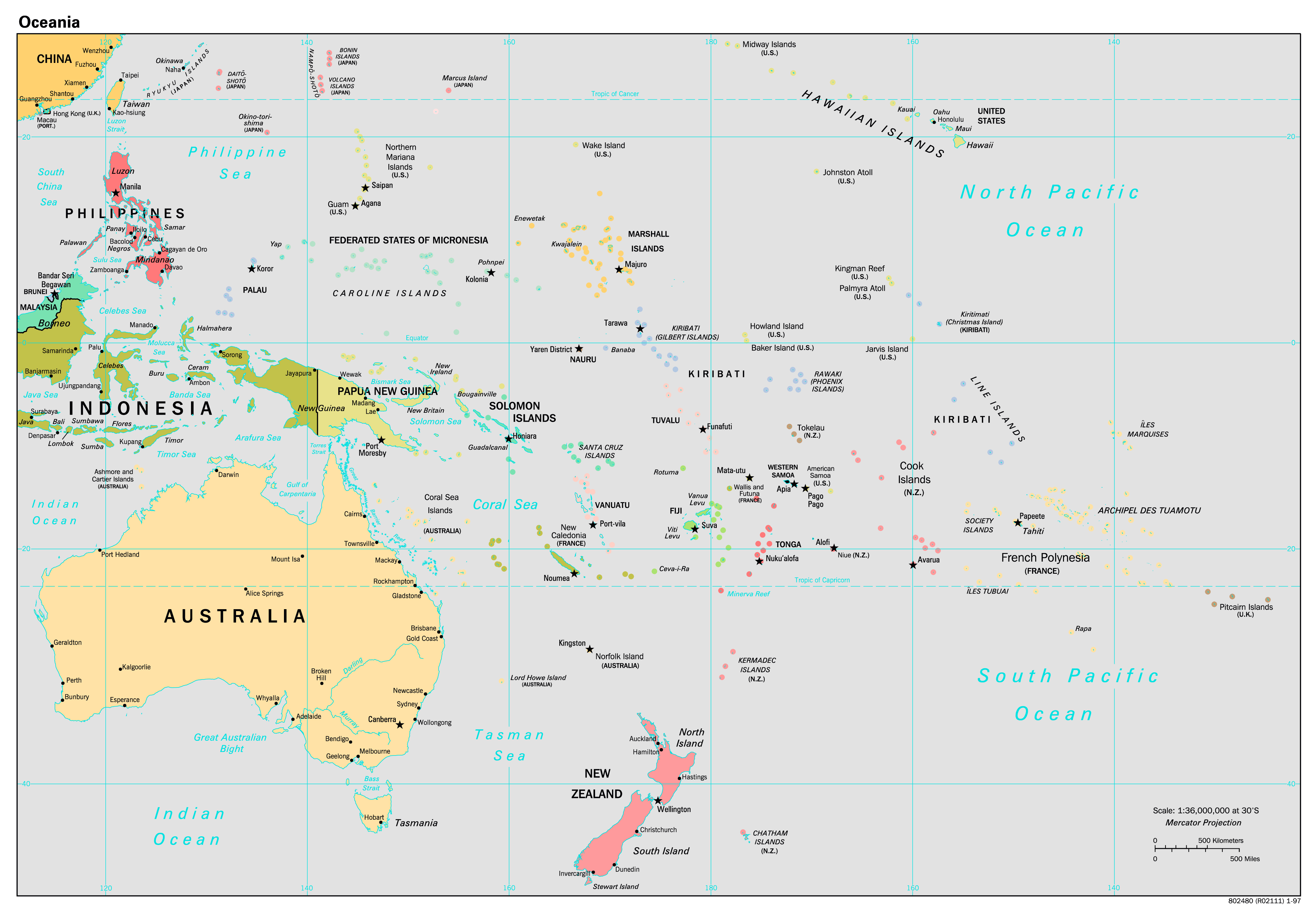 Large Political Map Of Australia And Oceania With Capitals 1997 Images And Photos Finder