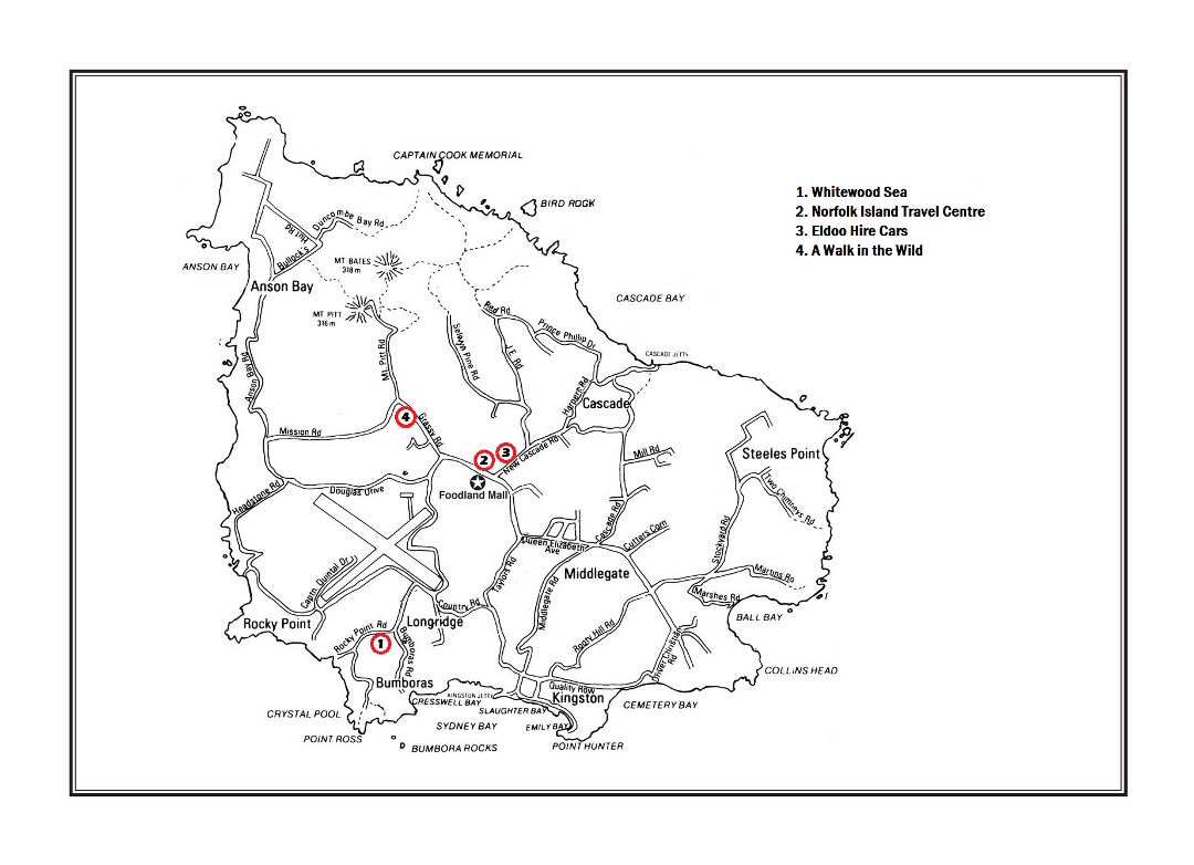 Large map of Norfolk Island with marks