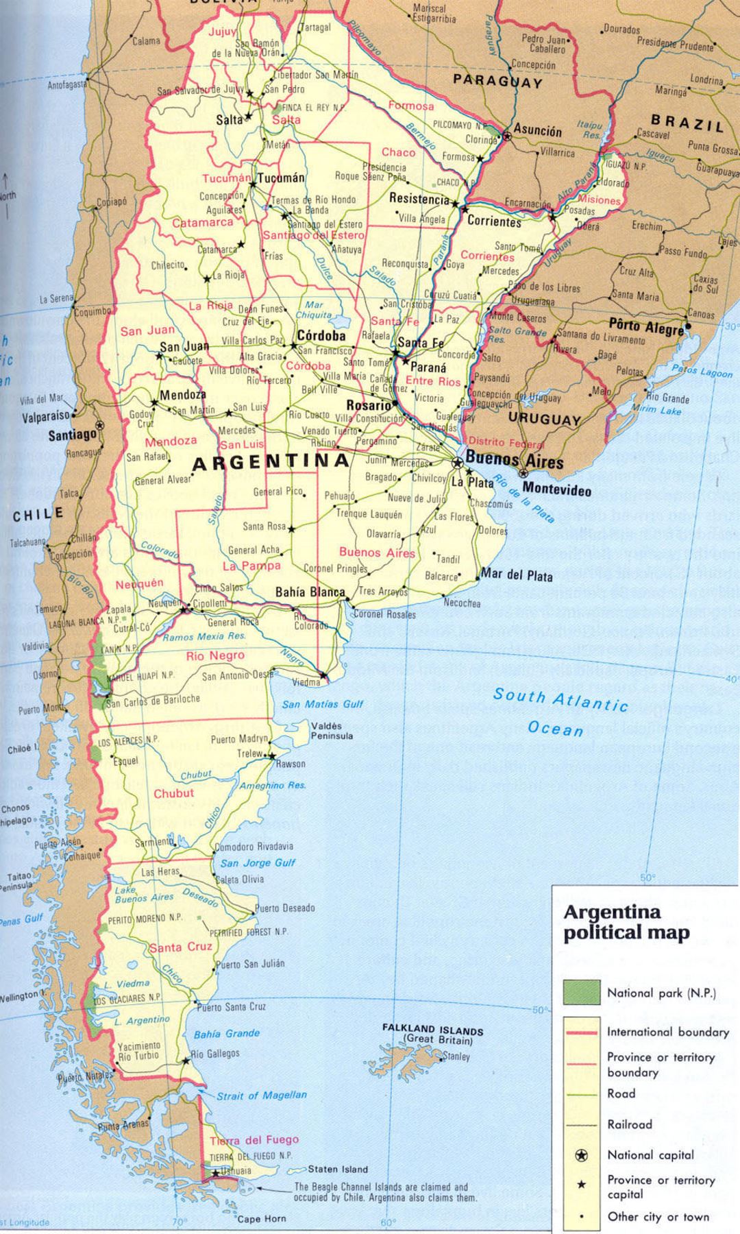 Large Political Map Of Argentina With Roads Argentina South America 