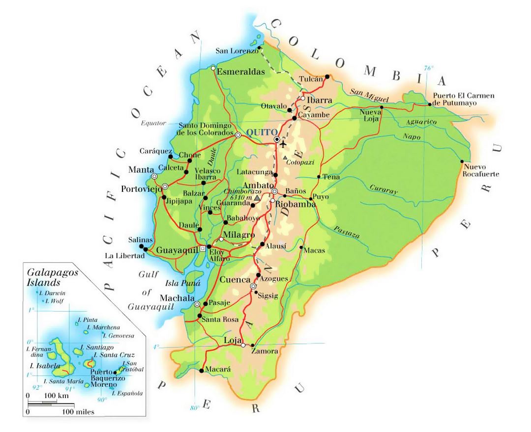 Ecuador Map With Cities Road Map