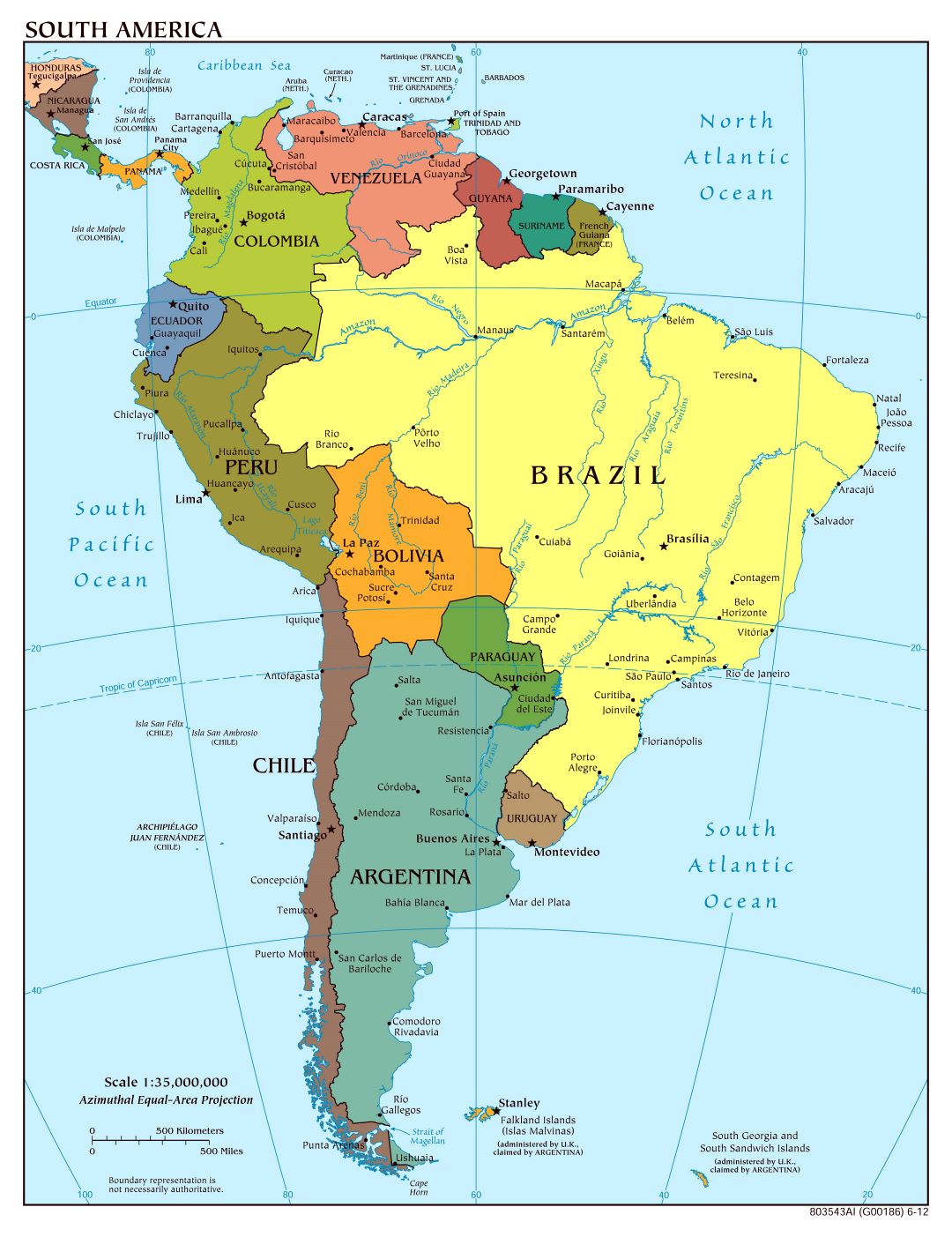 All South American Countries Map