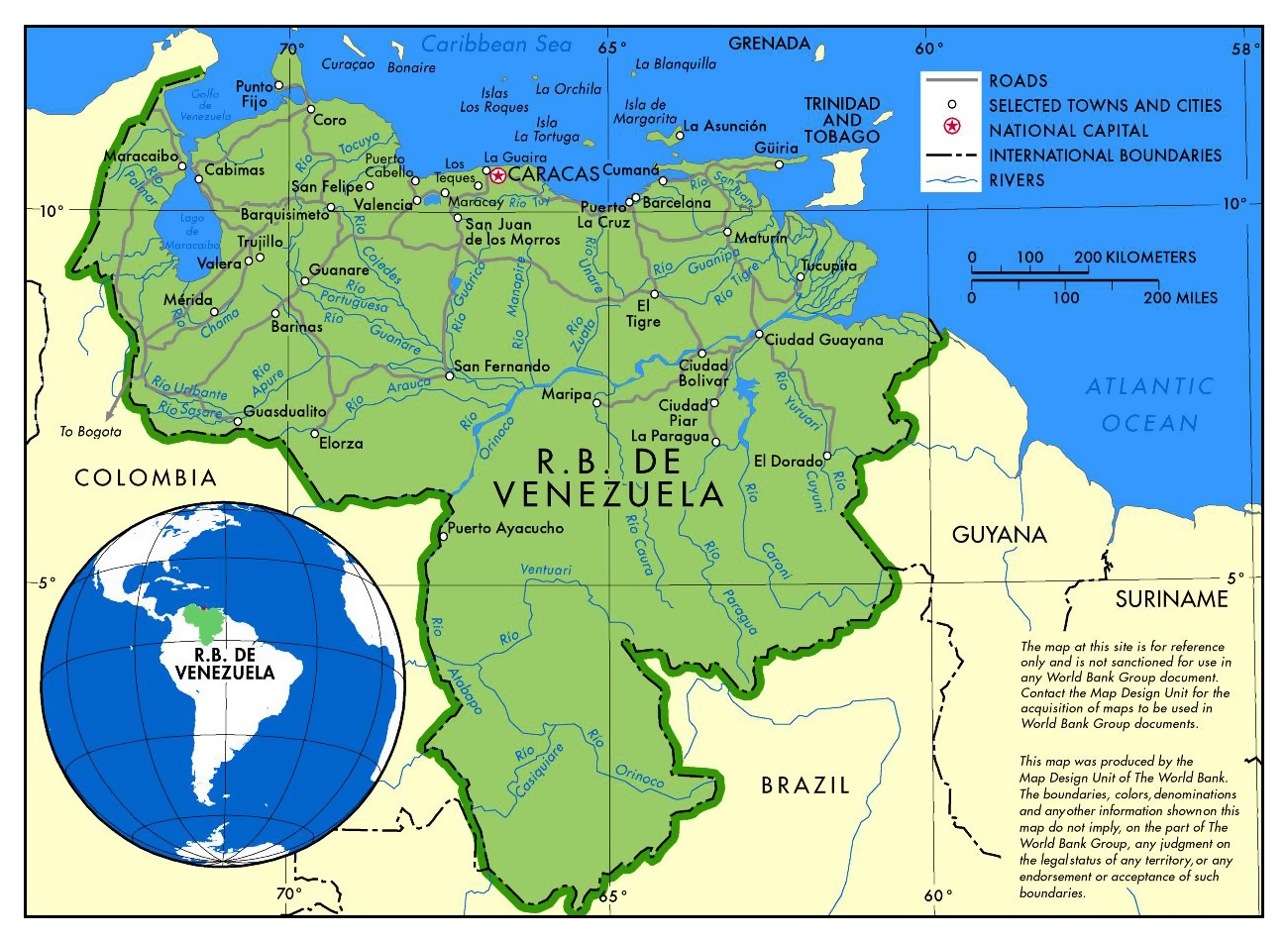 Large political map of Venezuela with roads and major cities ...