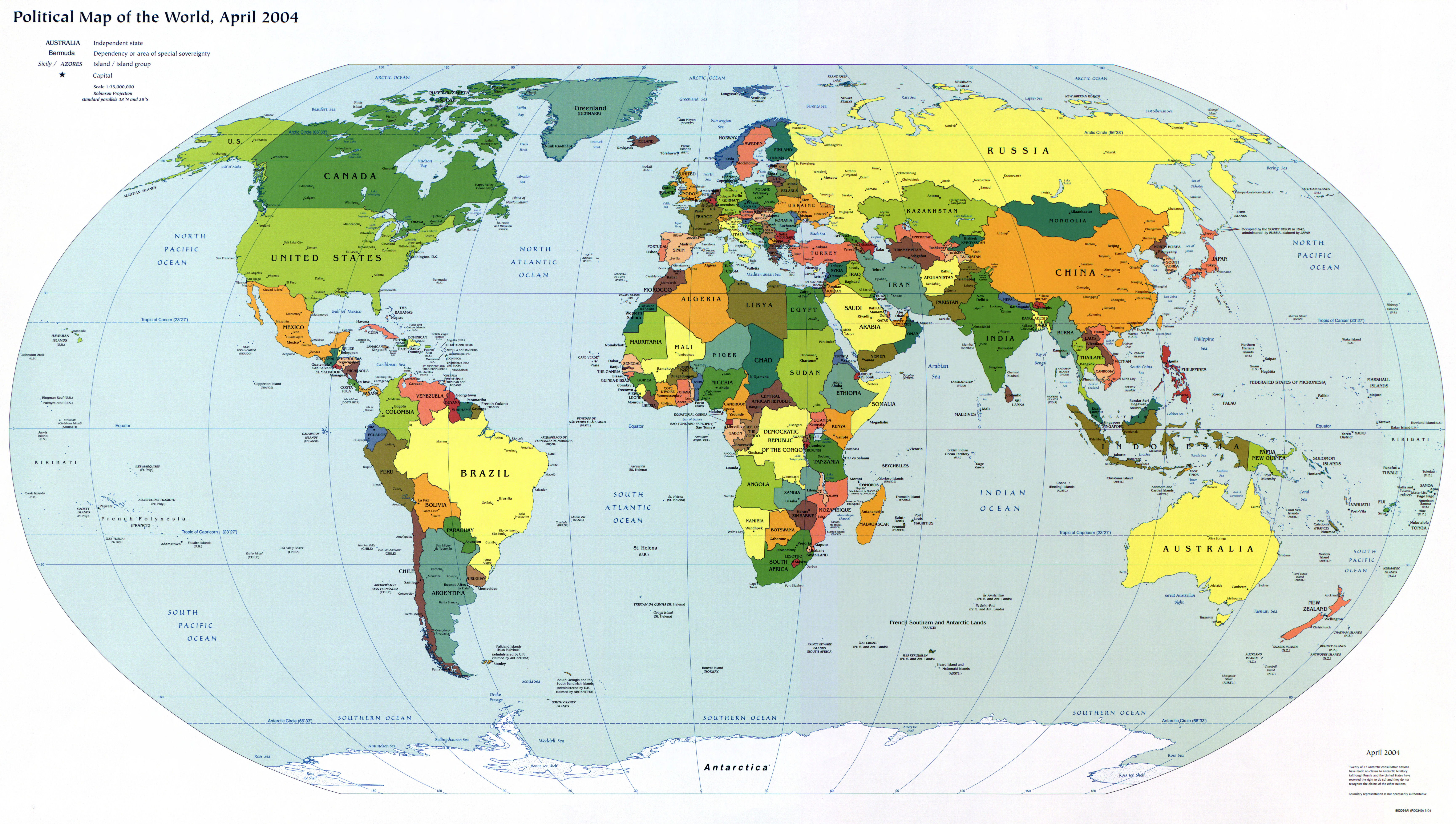 World Map With Capital Cities Large detailed political map of the World with capitals and major 