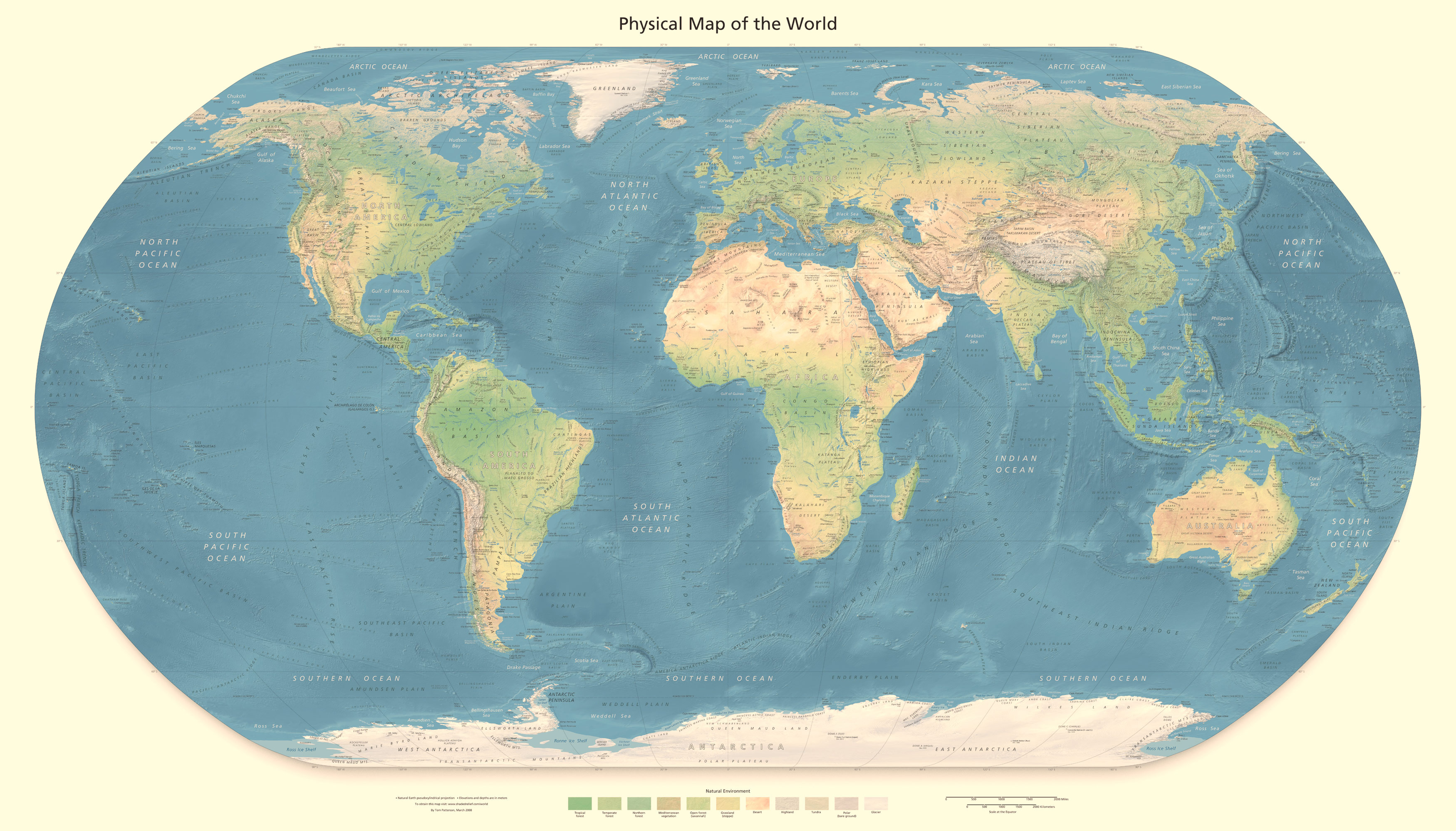 Physical Map Of The World