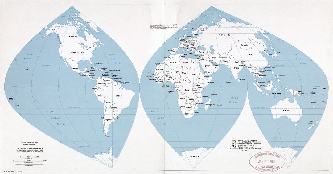 Large Scale Political Map Of The World 1983 World Mapsland Maps 